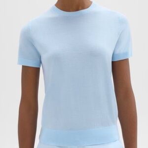 Theory Sweater Short Sleeve Tee in Regal Wool XXL in Skylight Light Blue